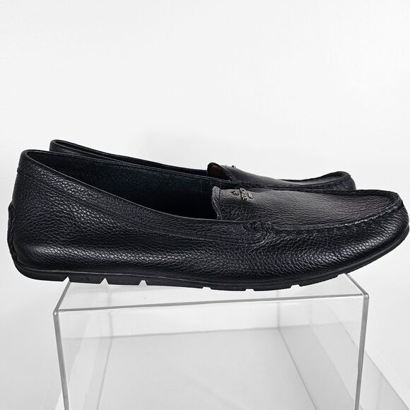 Coach Size 10 Black Leather Mary Lock Up Flat Loafers - Picture 3 of 7